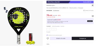 Pala de pádel Middle Moon ATILA CARBON 12k + 1 Bote de pelotas + 2 Overgrips por 78.62€ (Cuenta Nueva 68.62€)