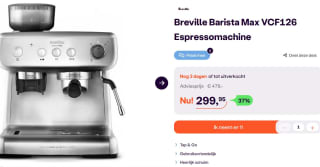Breville Barista Max Espressomachine VCF126, RVS voor €299,95 bij Ibood