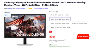 Samsung Odyssey G8 LS32DG802SUXEN 32" 4K Ultra HD 240Hz OLED Gaming monitor voor €899 bij Bol
