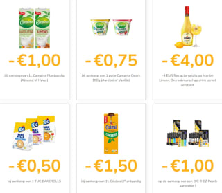 Kortingsbonnen tot €4 op Bic, Campina, Tuc, Cecemel en Martini
