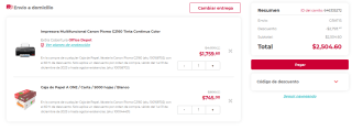 Multifuncional Canon Pixma G2160 + Pack 5000 Hojas por $2,505 en Office Depot