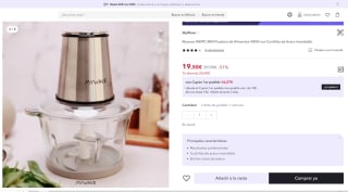 Picadora de Alimentos 400W con Cuchillas de Acero Inoxidable marca Mywave por 19,50€ (11,70€ nuevo usuario)