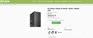 PC sobremesa con i5 10400 H510 16GB 480GB 500W por 299€