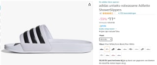 adidas Sportswear adilette Shower Badslippers voor €11,45 bij Amazon