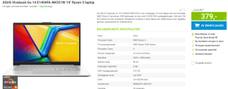 ASUS Vivobook Go 14 E1404FA-NK551W laptop voor €379 bij Megekko
