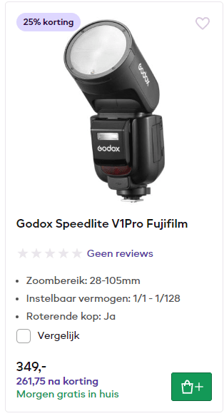 25% korting op de Godox Speedlite V1Pro bij CameraNU