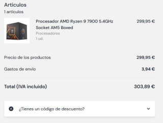 Procesador AMD Ryzen 9 7900 5.4GHz Socket AM5 Boxed por 299,95€