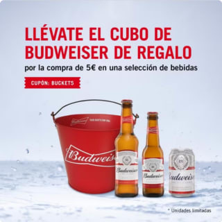 Cubitera de Budweiser Gratis por compra de 5€ en Mahou