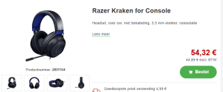 Razer Kraken Wired Gaming Headset voor €54,32 bij Proshop
