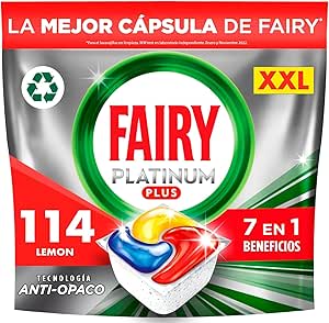 Fairy Platinum Plus Todo en 1, Pastillas Lavavajillas, 114 Capsulas por 22,99€