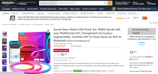 Ruban LED connecté GOVEE Neon - 3m, RGBIC à 55,99€