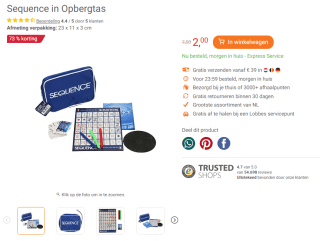 Sequence in Opbergtas voor €2 bij Lobbes