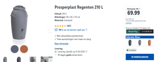 Prosperplast Regenton 210 L voor €69,99 bij Lidl