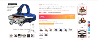 Linterna frontal recargable por USB a solo 1,69€