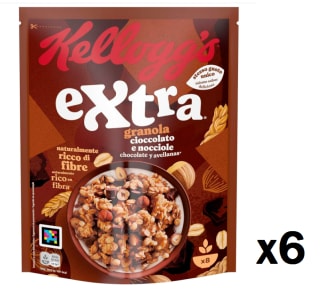6 Paquetes de Cereales integrales con chocolate y avellana Extra Kellogg's 375 g. por 14.52€