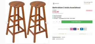 Set van 2 stuks Casaria Acaciahout Barkrukken - voor €54,95 bij DeubaXXL