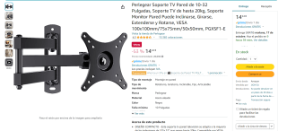 Perlegear Soporte de Pared para TV de 10 a 32 Pulgadas de hasta 20 kg, por 14,24€