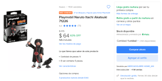 Playmobil Naruto Itachi Akatsuki $64 | Descuento Mercado Libre