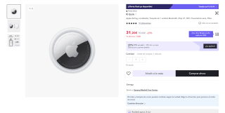 Localizador Apple AirTag por 21,84€