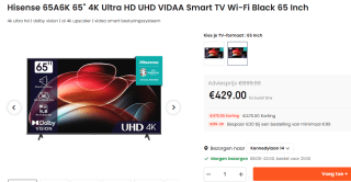 Hisense 65A6K - 65 inch - 4K LED - 2023 voor €429 bij Ochama