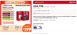 Consola Nintendo Switch OLED por 198€