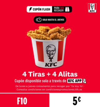 4 Tiras + 4 Alitas Picantes por 5€ de KFC