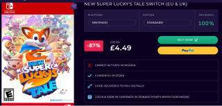 New Super Lucky's Tale (Switch EU & UK) for only £4.49