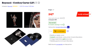 Beyoncé Cowboy Carter LP voor €24,99 bij Bol