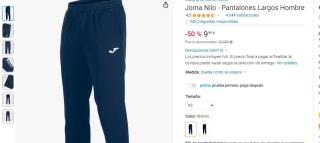 Pantalones Largos Hombre ,arca Joma Nilo en negro o azul por 9,99