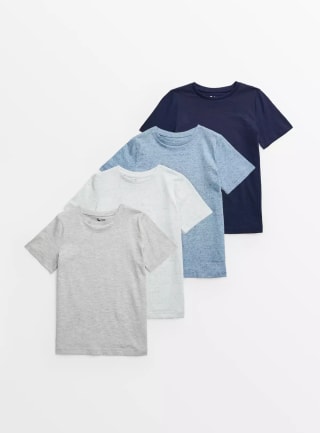 Blue Short Sleeve T-Shirt 4 Pack (Ages 13) - £4.20