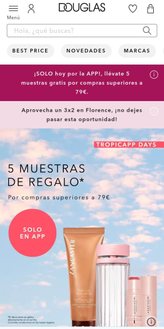 5 Muestras de Regalo con compra en Douglas.
