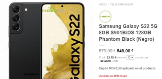 Samsung Galaxy S22 5G de 8GB/128GB por 549€