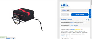 Remorque de transport velo cargo à 115,90€