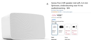 Sonos Five voor €456,55 bij Amazon