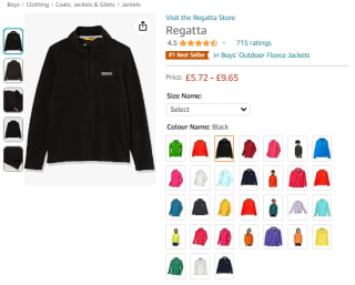 Procure a Regatta fleece for kids sold at Amazon for only £5.72