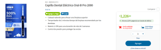 Cepillo Dental Eléctrico Oral-B Pro 2000 por $613 en Sam's Club