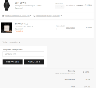 Gratis Goodiebox bij besteding vanaf €50 bij Brandfield