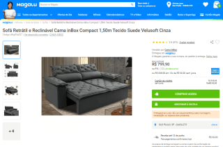 Sofá Retrátil e Reclinável inBox Compact - R$ 799,90