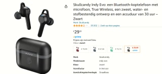 Skullcandy INDY EVO True Wireless In-ear oordopjes - True Black voor €29,99 bij Amazon