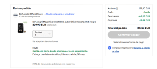 De'Longhi Magnifica S Cafetera automática ECAM12.121.B reacondicionada por 165,53€