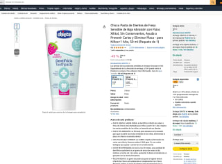 Pasta Chicco de dientes Fresa Sensible baja Abrasión con Flúor Xilitol Sin Conservantes para Niños+1 Año 50ml por solo 2,65€