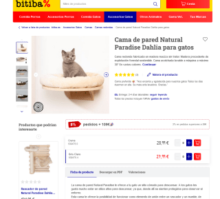 Cama de pared Natural Paradise Dahlia para gatos por 27,99€