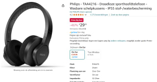 Philips TAA4216 - Draadloze Sport Koptelefoon - Zwart voor €29,99 met Amazon Prime