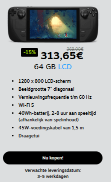 Steam Deck LCD 64GB voor €313,65 bij Steam