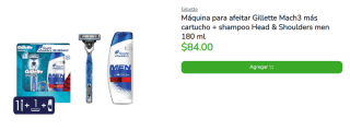 Gillette Mach3 + Cartucho + Shampoo Head & Shoulders por $84 en Bodega Aurrera