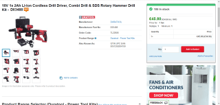 Duratool 18V Li-Ion Cordless Drill Driver for £45.80 at CPC