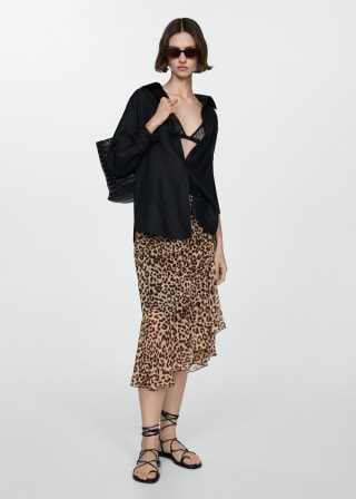 Falda fruncida de leopardo para Mujer por 9.99€
