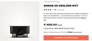 Sonos In-Ceiling luidspreker (paar) voor €428 bij Hifi Klubben
