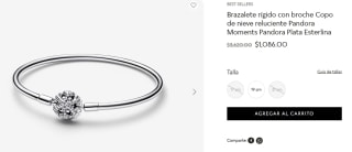 Brazalete Rígido Copo de Nieve Pandora por $1,086