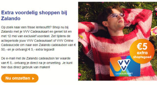 €5 extra tegoed bij Zalando bij omzetten VVV Cadeaukaart naar Zalando cadeaubon